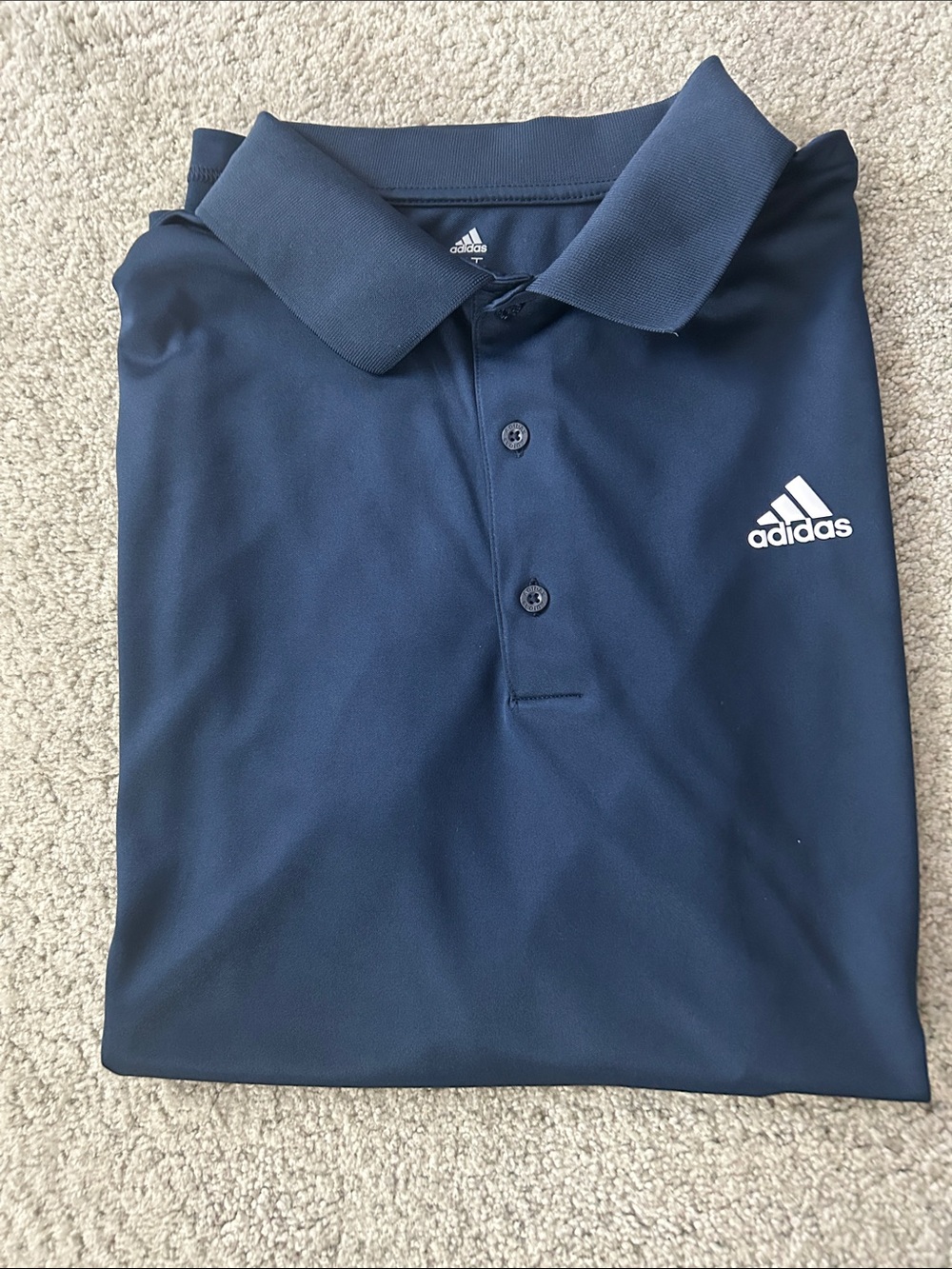 Adidas Mens Navy Blue Polo with White Logo